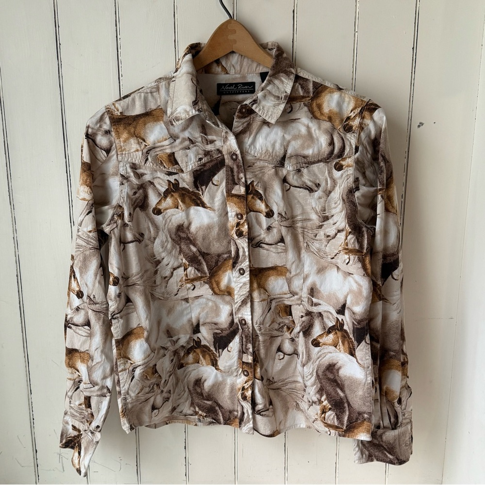 North River Outfitters Western Horse Patterned Button Down